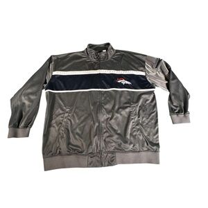 NFL Team Apparel Denver Broncos Full Zip Track Jacket Gray Navy White 4XL